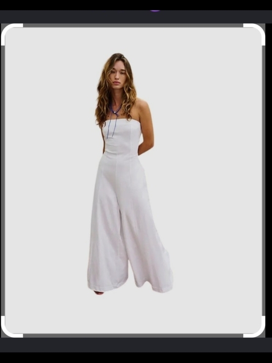 Free People Pants - Free People Kamora Strapless Wide-Leg White/Ivory Jumpsuit